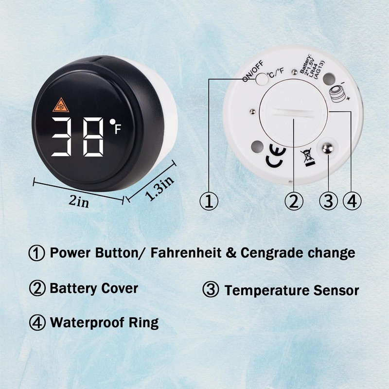 Cold Plunge Thermometer, Multifunction Floating Pool Waterproof Thermometer for Ice