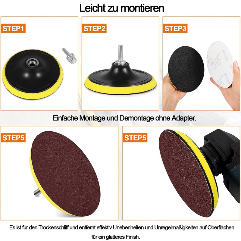 Sanding Discs Pad Set, 70 Pieces Quick Change Discs Set,
