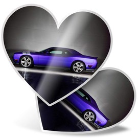 2 x Heart Stickers 15 cm - Purple Challenger Sports Muscle Car Fun Decals for Laptops,Tablets,Luggage,Scrap Booking,Fridges, #46225