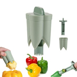 Pepper Corer Seed Remover, Pepper Seed Corer Remover Tool, Bell Pepper Core Cutter Deseeder, 2 in 1 Fruit & Vegetable Core Tools for Kitchen Family Camping BBQ