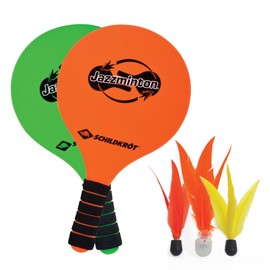 Schildkröt® Jazzminton Set, 2 Bats, 3 Birdies, LED Ball for Night Game, Beach Ball Set, Great Fun for Everyone and Anywhere