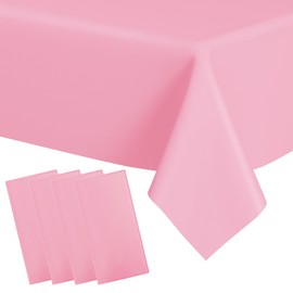 Vedran 4 Pack Pink Tablecloth Rectangle 54 x 108 Inch, Plastic Table Cloth Disposable for Birthday Party, Outdoor Dinner, Holiday Party Decoration