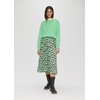 Pleated Midi Length Skirt with All-Over Print, light green, 42