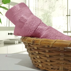 Casabella 12 Pack Flannel Face Cloth - 100% Cotton Face Towels Soft & Absorbent Super Quality Washcloths 30x30CM, Fingertip Towels for Makeup Removal & Cleansing - Pink Face Cloth