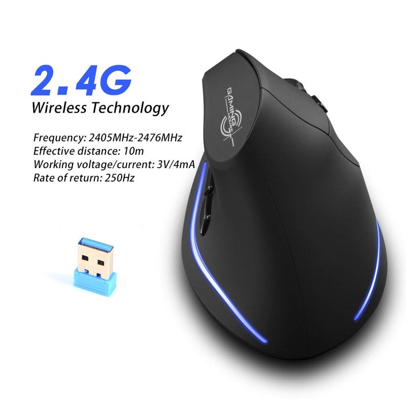 ZELOTES Kabellose Maus, kabellos, 2,4 GHz, ergonomisch, mit 6 Tasten,