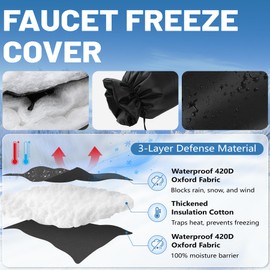 Outdoor Faucet Covers for Winter, 13" W x 25.6" H faucet covers with 420D Waterproof Oxford Fabric, Reflective Strips（1 Pcs, Black）