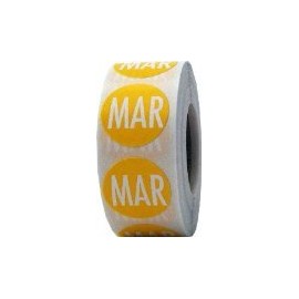 Yellow March Circle Dot Stickers, 3/4 Inch Round, 500 Labels on a Roll