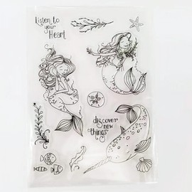 Welcome to Joyful 1pcs Summer Sea Mermaid Clear Stamp for Card Making Decoration and Scrapbooking 11x15cm