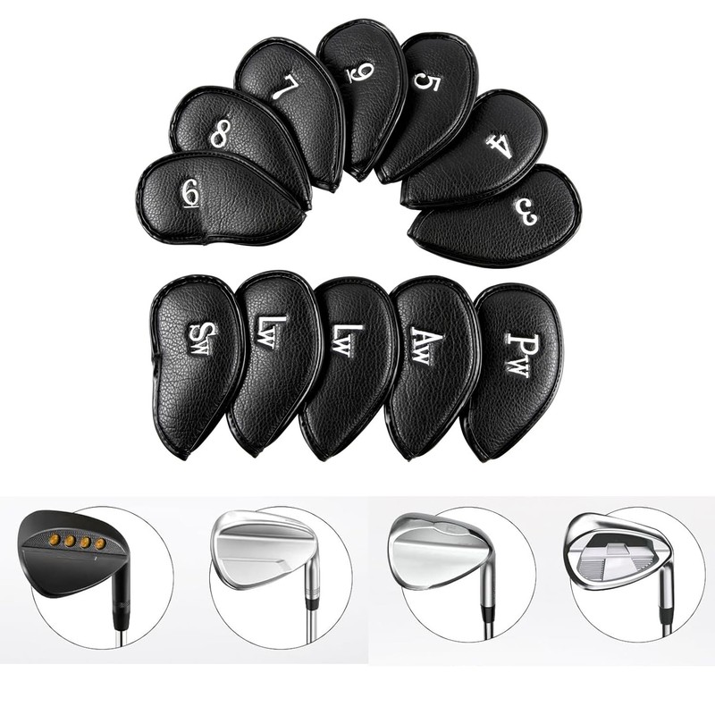 LYSAIMG 12Pcs Golf Head Covers, Deluxe Club Headcover, Universal Fit,