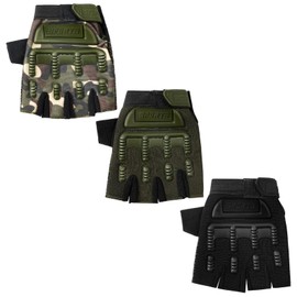 3 Pairs Kids Bike Gloves Kids Half Finger Fingerless Workout Gloves Non-Slip Gel for Bike Motorcycle(Dark,5-8 Years)