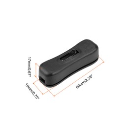 Rebower Push Button Switch Inline Cord Push Switch AC 250V 2A Rocker Control for Desk Light 60x19mm Black Pack of 10