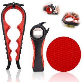 3 Piezas Abridor de Botellas,5 en 1 Abrelatas multifunción，Abrelata de Cocina y Hogar, 4 en 1 Abridor de Profesional con Mango de Silicona Antideslizante