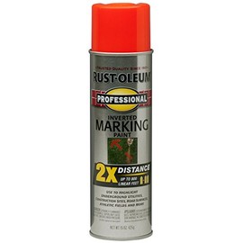 Rust-Oleum 266590 Professional 2X Distance Inverted Marking Spray Paint, 15 oz, Fluorescent Red-Orange