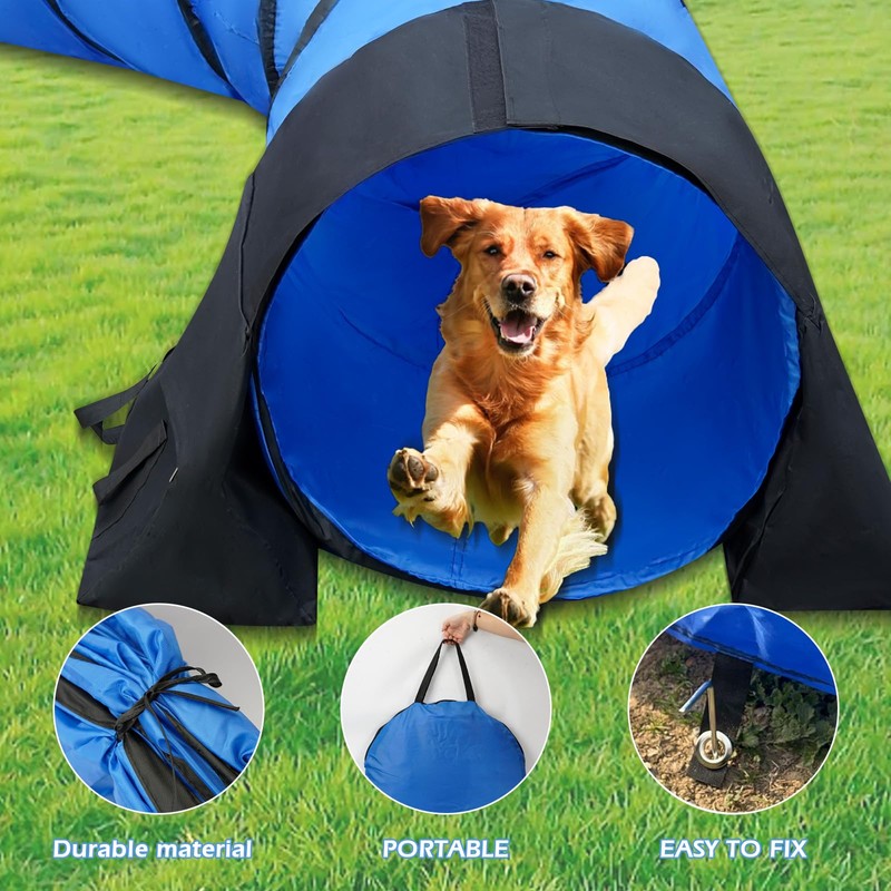 Rain Queen 10 Foot Dog Agility Tunnel with Sandbagsl -