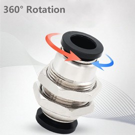 Jienk 10Pcs Bulkhead Union 1/4" x 1/4" Tube OD Push to Connect Tube Fitting, PMM-1/4 Pneumatic Quick Connect Air Fitting