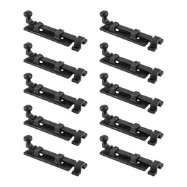 Renovators Supply Manufacturing Slide Bolt Door Lock Latch 4" Black Wrought Iron Sliding Bolt Gate Latch for Cabinet Doors with Mounting Hardware Pack of 10