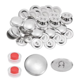 sourcing map 40 Sets Self Cover Button Kit 36L 0.9" 23mm with Wire Backs Aluminum Buttons to Cover Fabric Button Maker Covered Buttons Kit with 2 Tools for DIY Cloth Home Decor Sewing