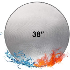 Fireproof Underlay Fire Bowl Mat 38 Inch Round Heat Protection Mat Fireproof BBQ Mat Splatter Protector Pad for Floor, Patio, Deck, Lawn, Camping, Foldable Waterproof Fire Pit Accessories