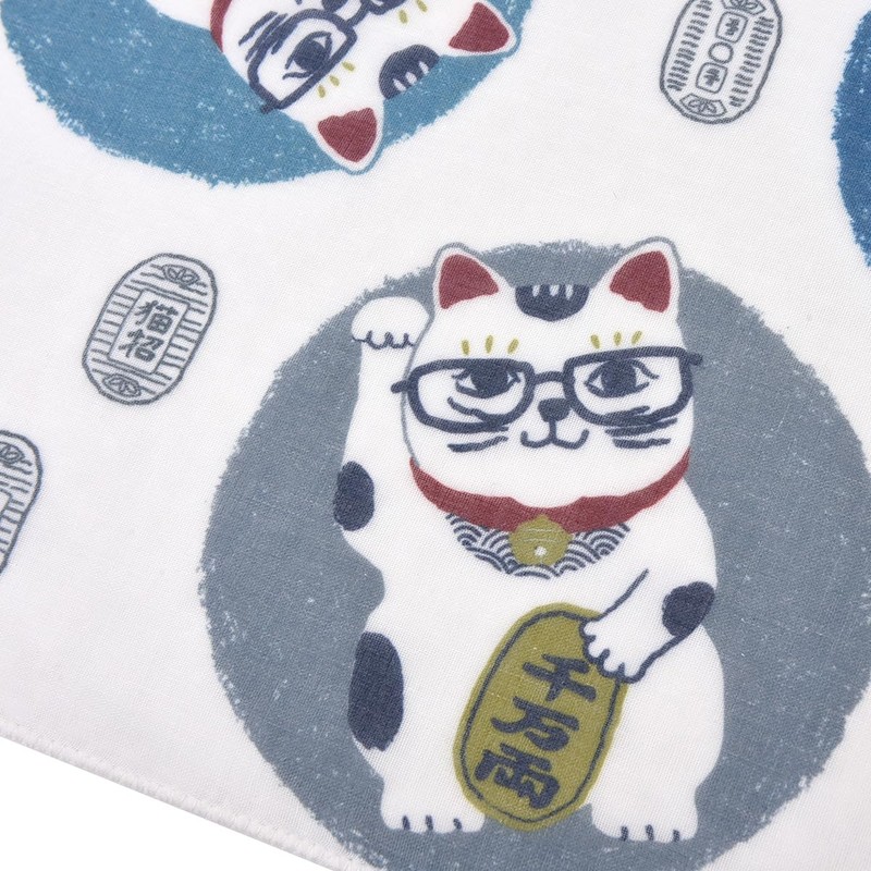 Japanese Pattern Gauze Tenugui Cat Maneki Pattern