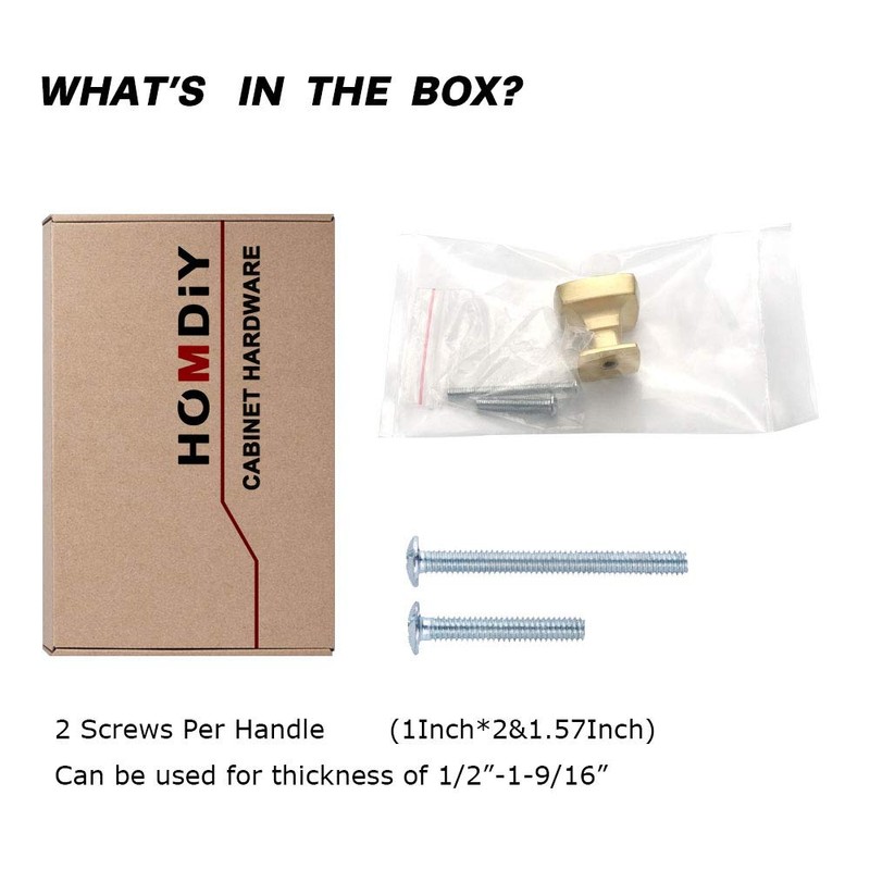 homdiy 5 Pack Brushed Brass Cabinet Knobs Gold Dresser Drawer