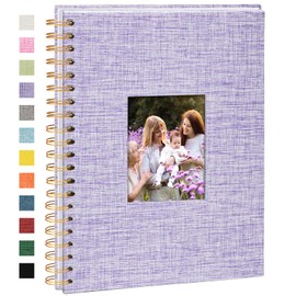 Vienrose Fotoalbum zum Selbstgestalten 28 x 20,5 cm, DIY Scrapbook Spiralalbum mit 40 Weißen Seiten, Leinen Fotoalbum zum Einkleben für Familien, Baby, Hochzeit, Jahrestag, Geburtstags, Lila