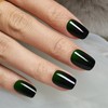 Generic 32 Pcs Black Green Gradient Mirror Ombre Acrylic Nails