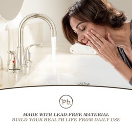 Phiestina Widespread 8 Inch 3 Hole Chrome Bathroom Faucet, 2 Handle Modern Vanity Faucet with Metal Pop up Drain and Water Supply Lines, BF03011-K05-C