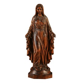 BGCOPPER Wooden Virgin Mary Statue, Our Lady of Guadalupe Figurine Ornament, Catholic Virgin Figure Religious Gift for Home Decor Christmas - 12 Inch