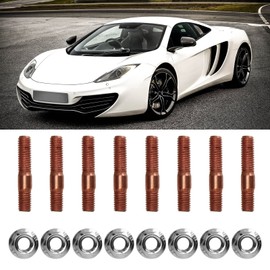 Inlet Manifold Stud Kit, 8 Pieces M8 1.25 Turbo Stud Kit Threaded 8mm Metal Alloy High Pressure Resistant Exhaust Manifold Stud Nut Hardware