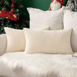 MIULEE Granular Cushion Cover, Pineapple, Soft Plain Decorative Square Cushion Covers for Sofa, Bedroom, Car, Set of 2