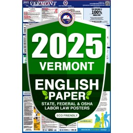 US Labor Law Poster 2025 Vermont VT LABOR LAW POSTER (Federal & State) English Plain Paper