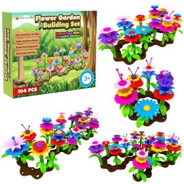 Desire Deluxe Girls Toys for 3 Year Old Girl Flower Garden Toy Building Blocks Set for Baby, Children - Indoor & Outdoor Floral Arrangement for Kids 104pc