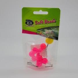 BnR Tackle SBRR20 Soft Beads, 20 mm, 50/50 Red Roe, Neutral Buoyancy, 10/Pack