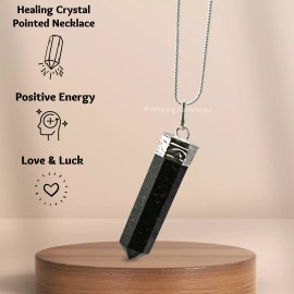 amazing gemstones Nuummite Cap Pencil Necklace Pendant