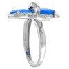 Sterling Silver Created Opal Cat Ring for Women with Bow