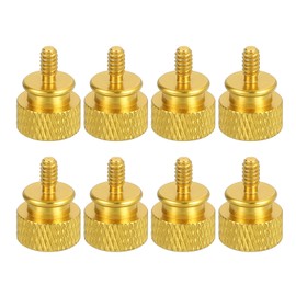 MECCANIXITY 8Pcs #6-32 UNC Aluminum Thumb Screws, 12x16mm(ODxH) Computer Case Thumb Screws for PC Side Panel Motherboard Mounting Screw, Gold