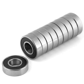 Akozon Deep Groove Ball Bearings, 10 Pieces Friction-Free Ball Bearings 6001-2RS Multi-Purpose Double Rubber Seal 12 x 28 x 8 mm Precision Bearing