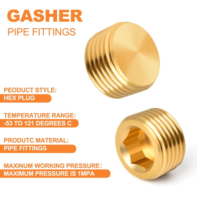 GASHER 25 Pcs Brass Pipe Fitting,1/8" 1/4" 3/8" 1/2" 3/4"