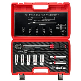 MeilsurY 10-piece 360° Swivel Magnetic Spark Plug Socket Set includes 3/8-inch torque wrench, 3/8-Inch Drive Spark Plug Sockets,Universal Joint, and Extension Bar