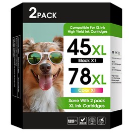YATUNINK 45 78 Ink Cartridge Combo Pack Compatible for HP 45 78 Ink Cartridge Works with Deskjet 1220c-ps 930C 952C 970Cxi Color Copier FAX 1220 PhotoSmart 1115 1215 (1 Black, 1 Color) 2-Pack