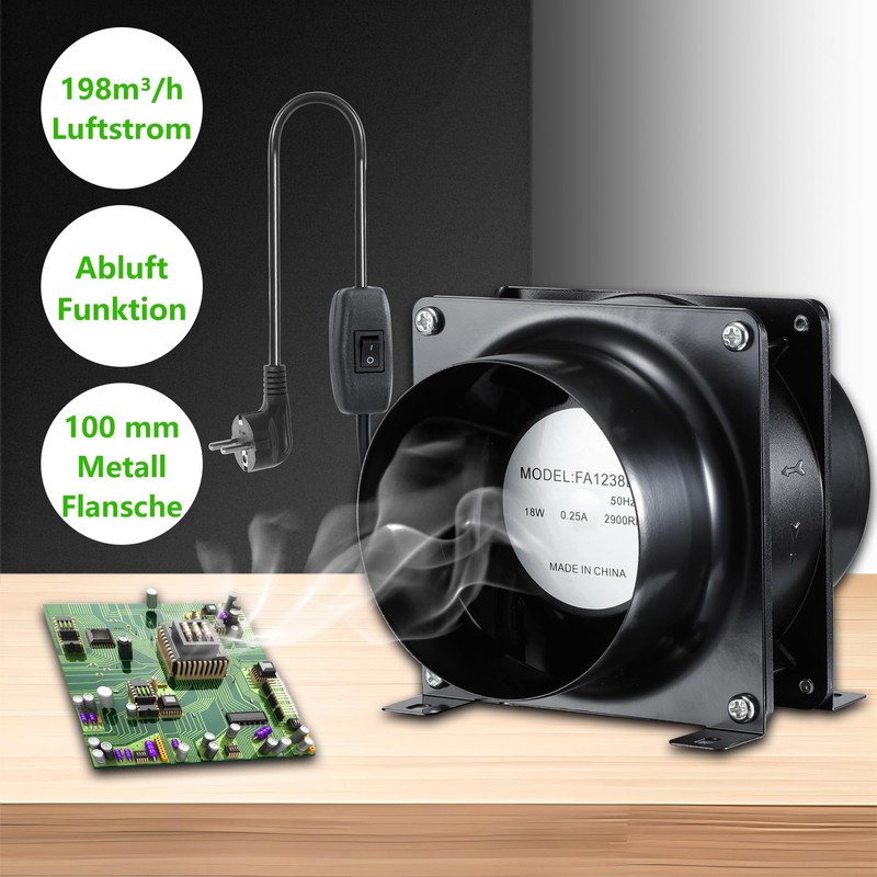Moonjor 100 mm Axial Duct Fan, 119 m³/h Extractor Fan