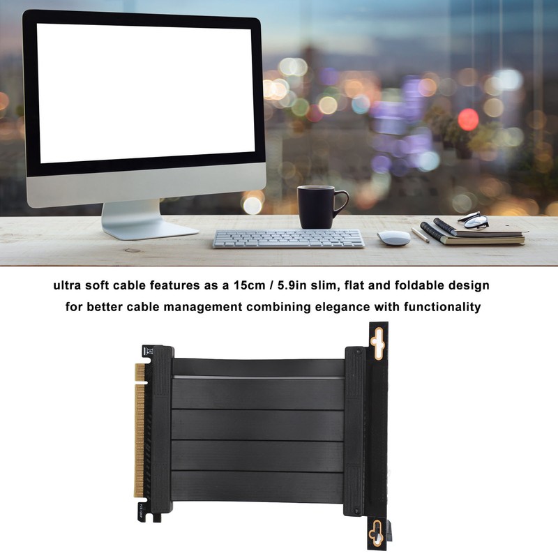 PCIE 4.0 X16 Extender 90 Degree 26GB/s 3.9in Long Gold
