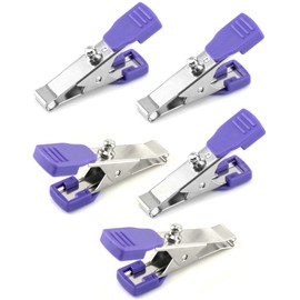 QWORK Veterinary Electrode Clip, 5 Pack Universal Accurate EKG/ECG Limb Clip Multi-Function Clamp Adapters for Electrode Resting Tabs, Snap Pinch Needle Banana