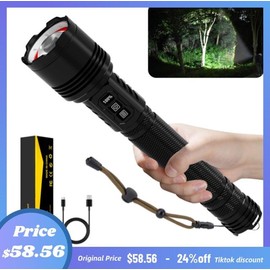 Flashlight P70 Pro Max Super Bright LED Higt Lumens linternas recargables de alta potencia, warterproof With COB Light Handheld Flashlights for Camping Biking Hiking Outdoor Home Emergency - Model: Pro Max
