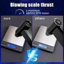 Compressed Air Duster 480000RPM Electric Air Duster Variable Speed 580G 4 Gear Adjustable Rechargeable Cordless Jet Dry Blower Turbo Fan Dryer Cleaning Air Blower Mini Car Vacuum Cleaner Carbon Black