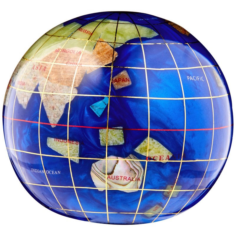 Unique Art 3-Inch Bahama Blue Pearl Swirl Ocean Gemstone World