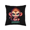 Grumpy Baby Monkey Cartoon Throw Pillow