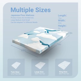 imflmats Cooling Japanese Futon Mattress King Size 80"x 69" High-Density Foam Japanese Floor Mattress,Cute Whale Roll Up Mattress Sleeping Mat for Adult Kids with Portable Bag,King