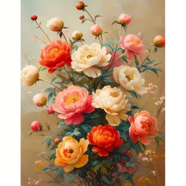 DPIDEA Flower Diamond Painting Pictures for Adults Beginners, 5D Diamond Painting Flowers, DIY Diamond Painting Pictures, Round Stones for Home Decor, 30 x 40 cm