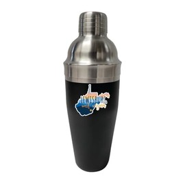 Lewisburg West Virginia Blue Ridge State Shape Design Souvenir 24 oz Stainless Steel Cocktail Shaker Black 2-Pack